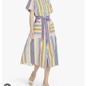 Christopher John Rogers Yellow Pink Collared Sundress
